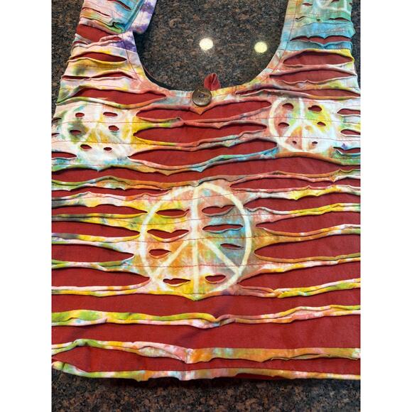 India Boutique Red Tie-Dye Boho Cotton Shoulder/Crossbody Bag - Picture 4 of 11